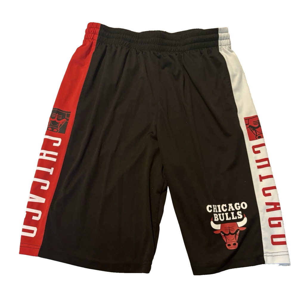 Chicago Bulls NBA Basketball Shorts Black/ Red Elastic Waist Drawstring Mens XL‎